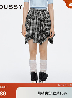 moussy 夏季假美式辣妹风假两件格纹半身裙028ISA31-4121
