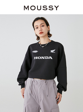moussy 春季HOND联名LOGO印花套头短卫衣010HSL01-0110