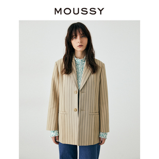 MOUSSY 休闲通勤风条纹廓形西装 外套女C10GAW30 2090 春季