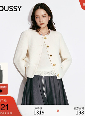 MOUSSY 2026早春新品优雅复古风圆领毛呢短外套女028JSB30-1037
