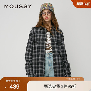 moussy 春季美式校园风字母印花流苏衬衫女028HAZ30-0491