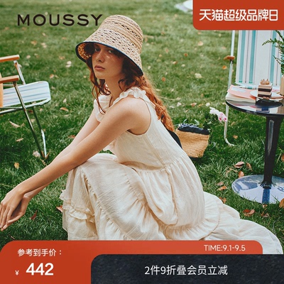 moussy 夏季甜美清新荷叶边圆领无袖连衣裙028ISA33-1003