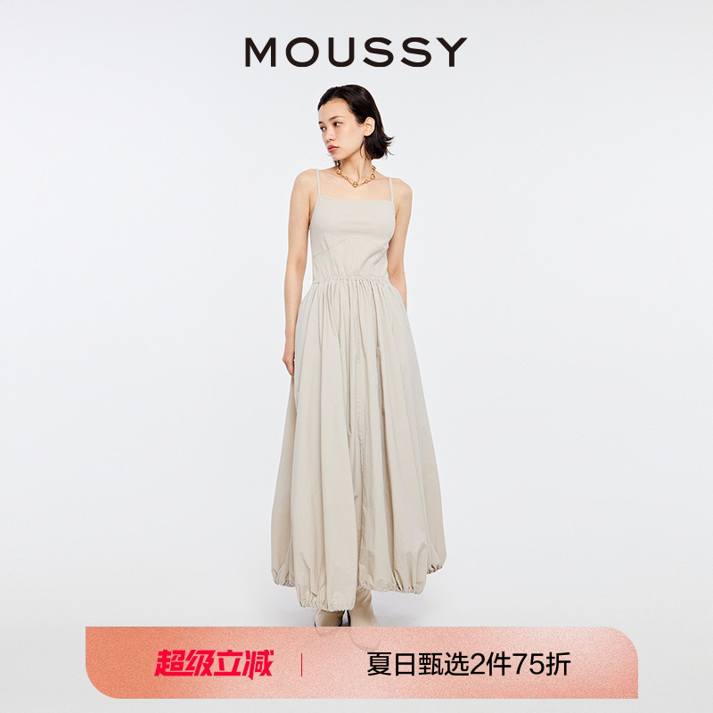 【明星同款】MOUSSY 春季新品吊带花苞连衣裙女028HS430-0100