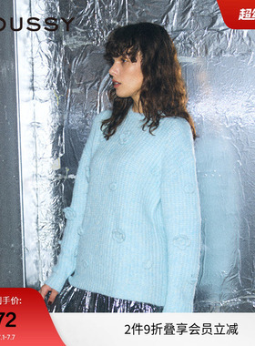 moussy 春季复古优雅立体花卉软糯针织衫女010HA770-5661