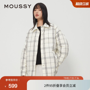 moussy 春季日系格纹薄绒羽绒服衬衫外套女028HAZ30-0281