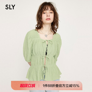 030HSR30 SLY 衬衫 春季 1861 甜美日系正反两穿系带泡泡袖