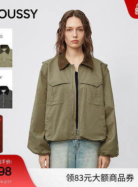 moussy 秋季新品潮酷风撞色翻领时尚夹克外套女IAC-