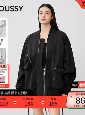 moussy 春季休闲风廓形罗纹飞行员夹克外套028IAA30-0201