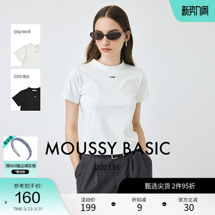 T恤女010IS480 moussy 短袖 小高领简约两色短款 6731 夏季