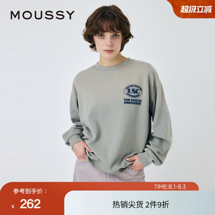 MOUSSY 春季创新之路宽松圆领做旧套头卫衣010ISL90-0871