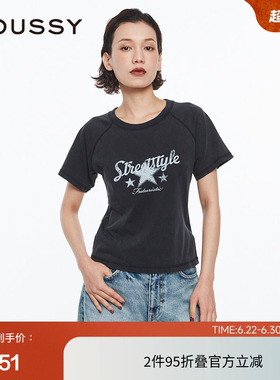 MOUSSY 夏季美式复古街头感印花插肩袖T恤028HSZ90-0951