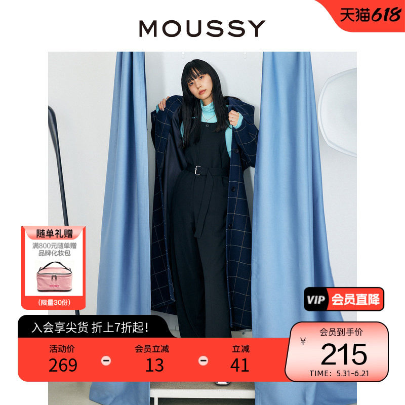 MOUSSY 春季中性收腰复古背带裤休闲裤女010FAW30-7