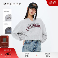 MOUSSY 2025春季新品美式校园风短款字母套头卫衣女028ISZ90-0191