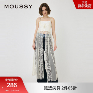 纯欲叠穿透视蕾丝吊带连衣裙女010HA633 新品 7381 秋季 moussy