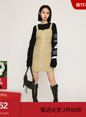 SLY冬季辣妹风重工褶皱吊带连衣裙女030HAZ33-1331