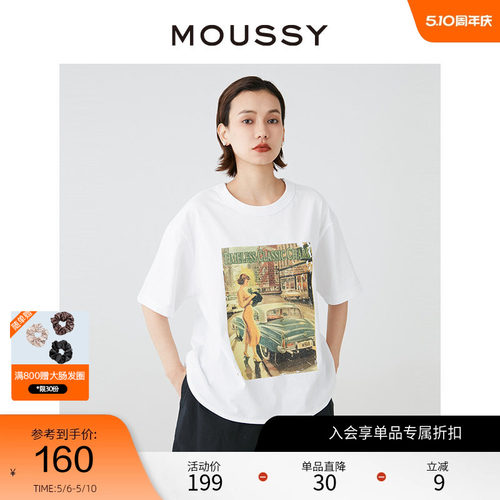MOUSSY美式复古海报印花短袖T恤
