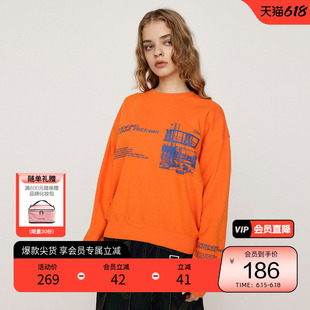 SLY 春季休闲男友风街景印花圆领卫衣030HAA90-3161