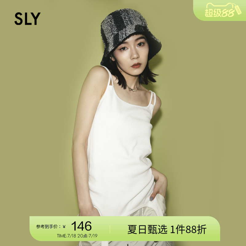 sly双肩带泳衣式甜辣风修身吊带
