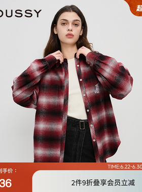 moussy 春季美式复古街头感情侣款长袖衬衫028HAZ30-1011