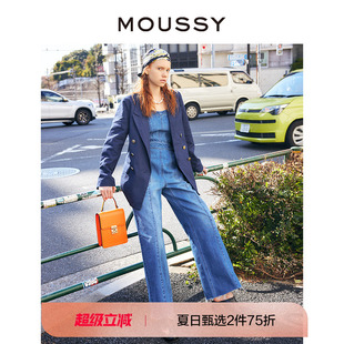 水洗吊帶口袋休閑牛仔連體褲 MOUSSY 新品 女010GSK11 2023冬季 0250