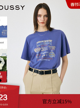 MOUSSY 夏季美式复古风印花做旧短袖T恤女010ISQ90-6851