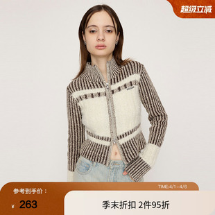 SLY 撞色软糯直筒立领拉链针织开衫 女030HAR70 4861 春季