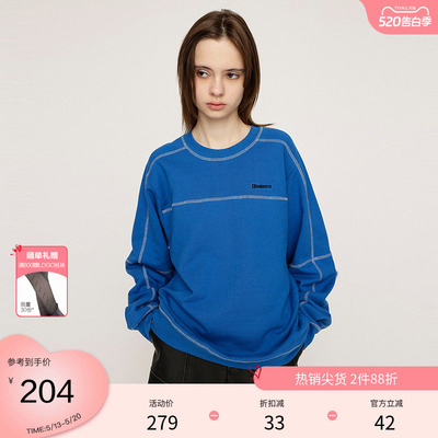 SLY 春季美式休闲宽松棒球圆领套头卫衣女030HAR80-4991