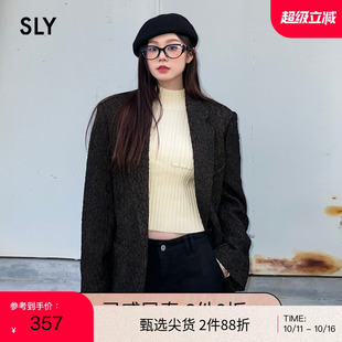 外套女030GA030 复古学院风简约宽肩大廓形西装 SLY 2300 THROW
