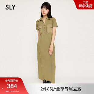 0201 复古文艺风POLO领贴袋休闲连衣裙030HSR83 SLY 春季