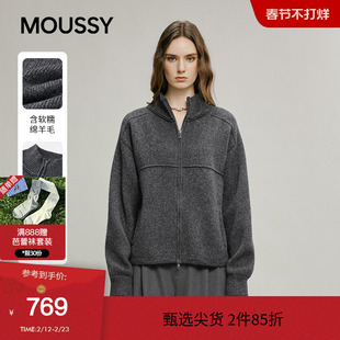 MOUSSY 冬季休闲通勤风立领双拉链针织毛衣010IA170-3911
