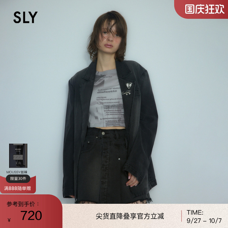 sly摇滚丹宁风水洗复古牛仔外套