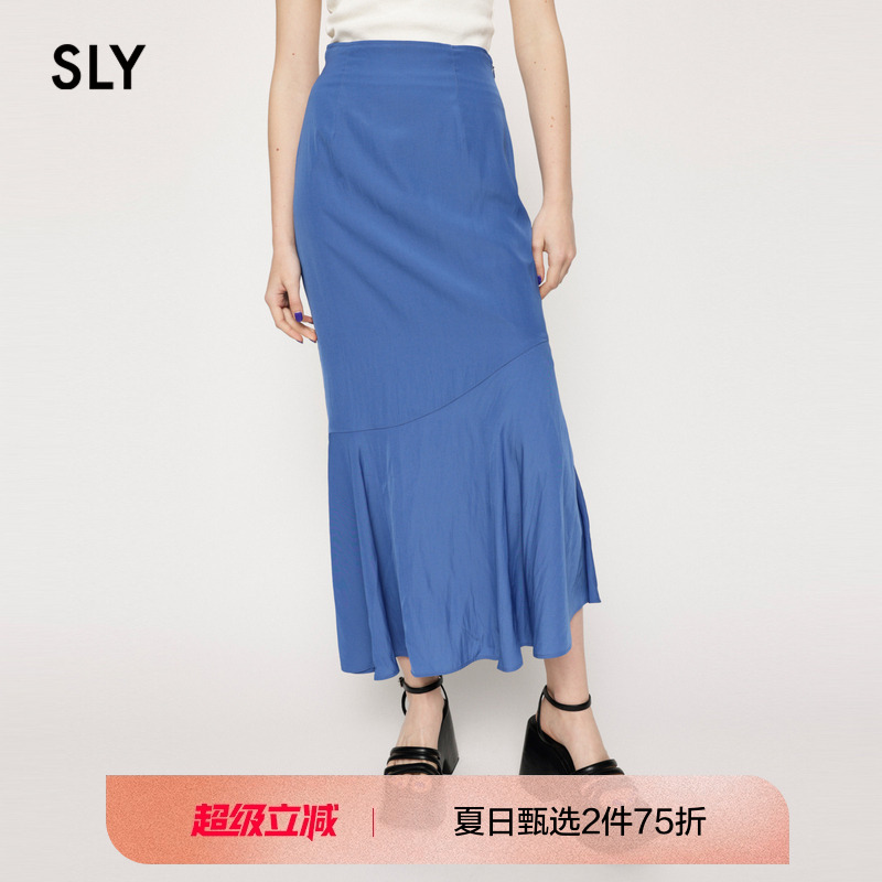 sly优雅淑女风不对称鱼尾半身裙