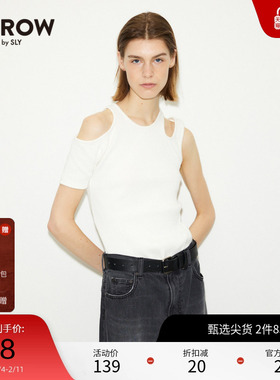 【THROW系列】SLY 春夏新品不规则露肩短袖T恤030GS080-2480