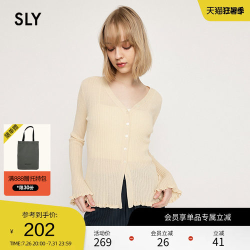 SLY简约通勤风多色花边针织开衫