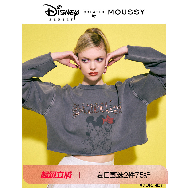 MOUSSY 2024迪士尼合作款假两件纯棉卫衣女010HSQ9
