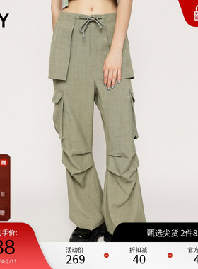 SLY冬季新品【明星同款】Y2K褶皱辣妹工装裤030GAZ31-0580