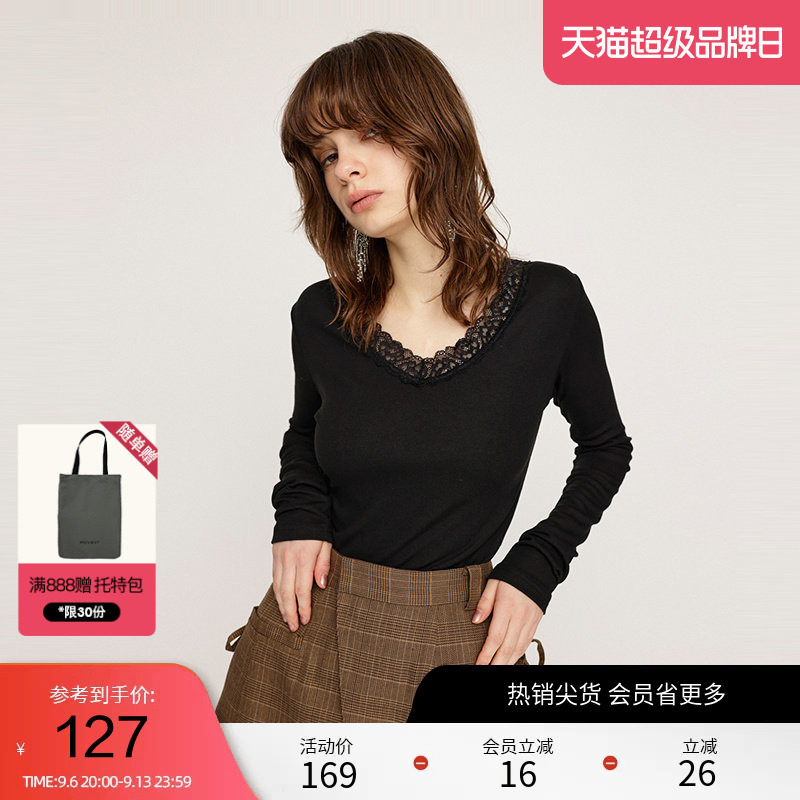 SLY 春季优雅气质V领蕾丝修身针织衫小上衣030HAZ80-5781图片