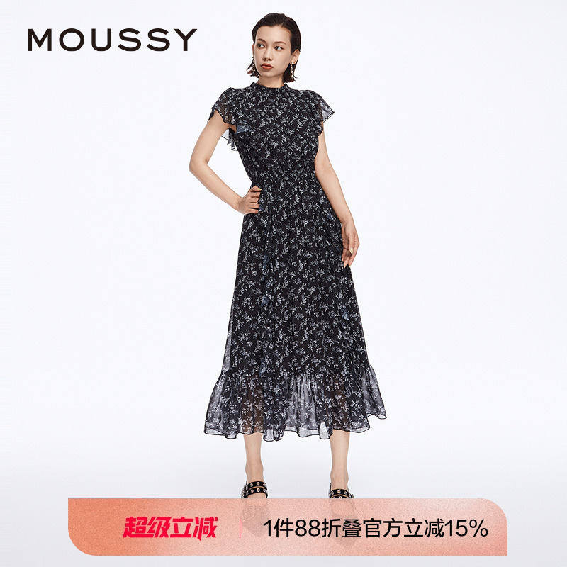 MOUSSY 春季新品法式度假风碎花茶歇裙连衣裙女010HSH3