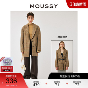MOUSSY 知识分子穿搭复古格纹多穿法通勤西装外套女010GAS30-5440