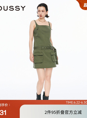 MOUSSY 夏季欧美风Y2K工装腰带背心连衣裙028HSZ30-1251