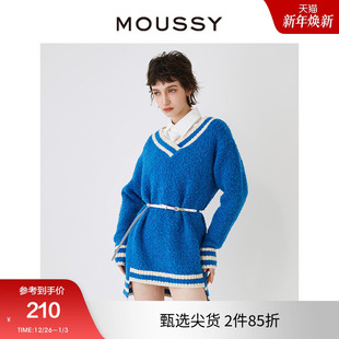 0251 新年氛围感撞色V领针织连衣裙028HS470 moussy 早春新品