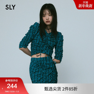 夏季 女030HSZ30 新品 纹捏褶蝴蝶结衬衫 2560 复古日杂风格 SLY