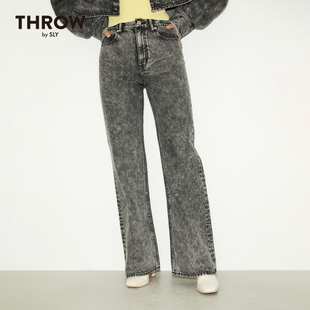 030FS011 黑色高腰微喇牛仔裤 SLY奥莱2023春季 1220 THROW系列