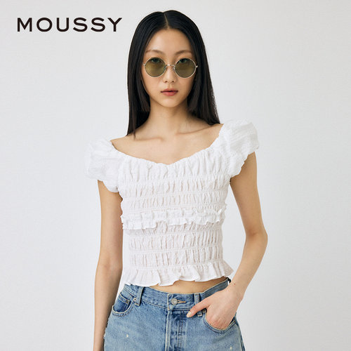 moussy甜美森系风打揽碎花衬衫