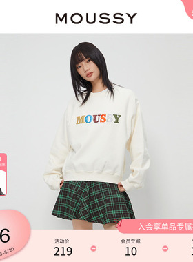 moussy 春季休闲风创意LOGO刺绣套头卫衣女010GAL90-5580