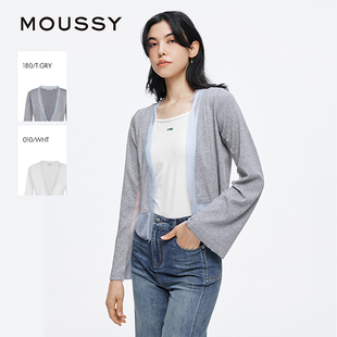 女028ISA70 MOUSSY 甜美撞色网纱拼接V领针织衫 2025夏季 2561 新品