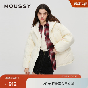 moussy 春季90鸭绒连帽简约中性短款羽绒服028HA930-0141