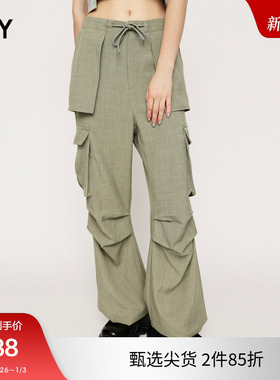 SLY冬季新品【明星同款】Y2K褶皱辣妹工装裤030GAZ31-0580