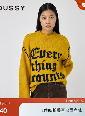 moussy 春季美式复古慵懒感撞色标语毛衣010HAQ70-4841