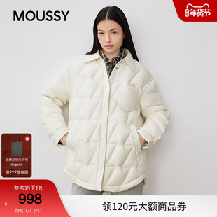 moussy 2025秋冬新品纯色简约翻领羽绒夹克外套女028IAC30-1003